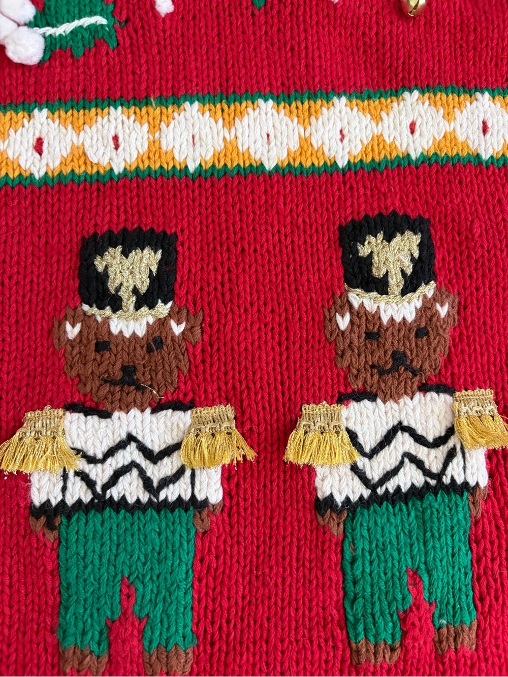 Vintage Ugly Christmas Holiday Knit Cardigan Sweater with Festive Embellishments - Picture 3 of 13
